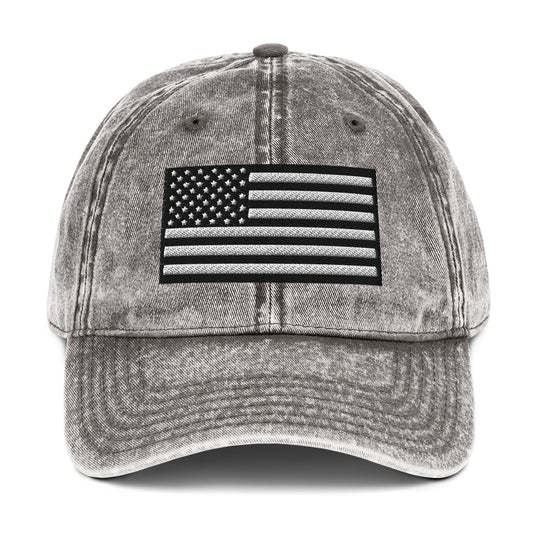 Vintage Black and White USA Flag Ball Cap – Patriotic Hats for Men & Women  Infidel Collective