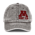M Rugby Club charcoal gray vintage cap, front view.