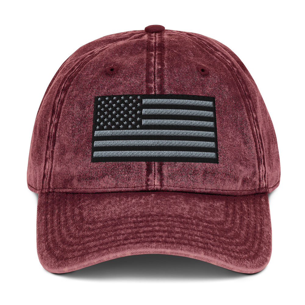 Vintage Tactical Old Glory Black & Grey USA Flag on 6 Colors of Hats  Infidel Collective