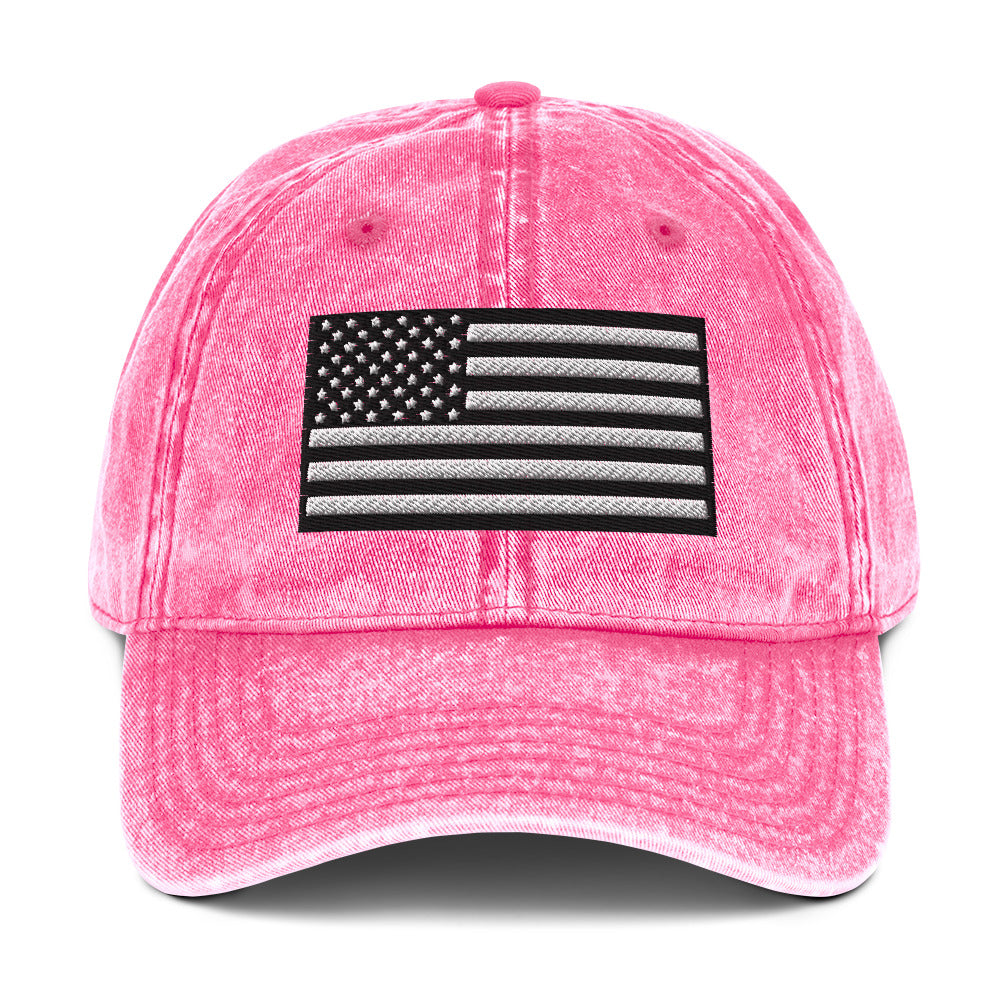 Vintage Black and White USA Flag Ball Cap – Patriotic Hats for Men & Women  Infidel Collective