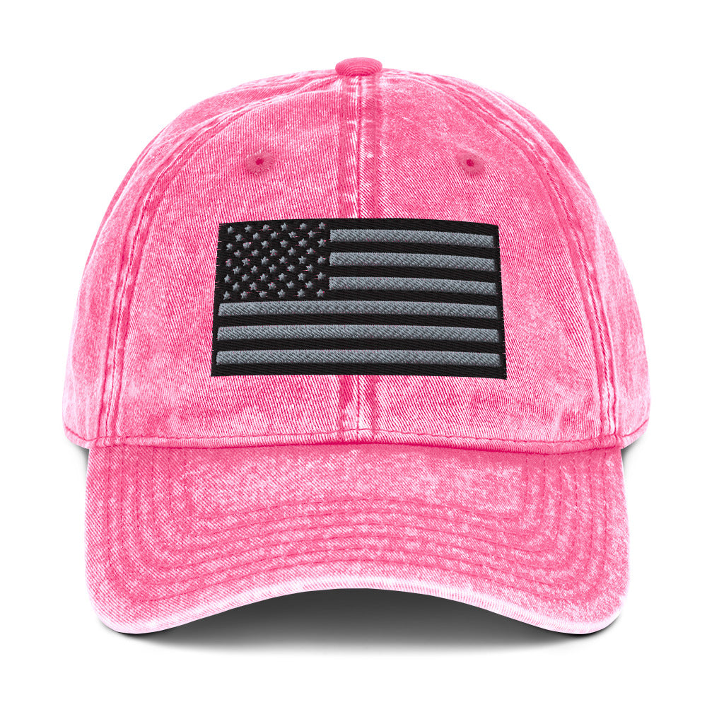 Vintage Tactical Old Glory Black & Grey USA Flag on 6 Colors of Hats  Infidel Collective