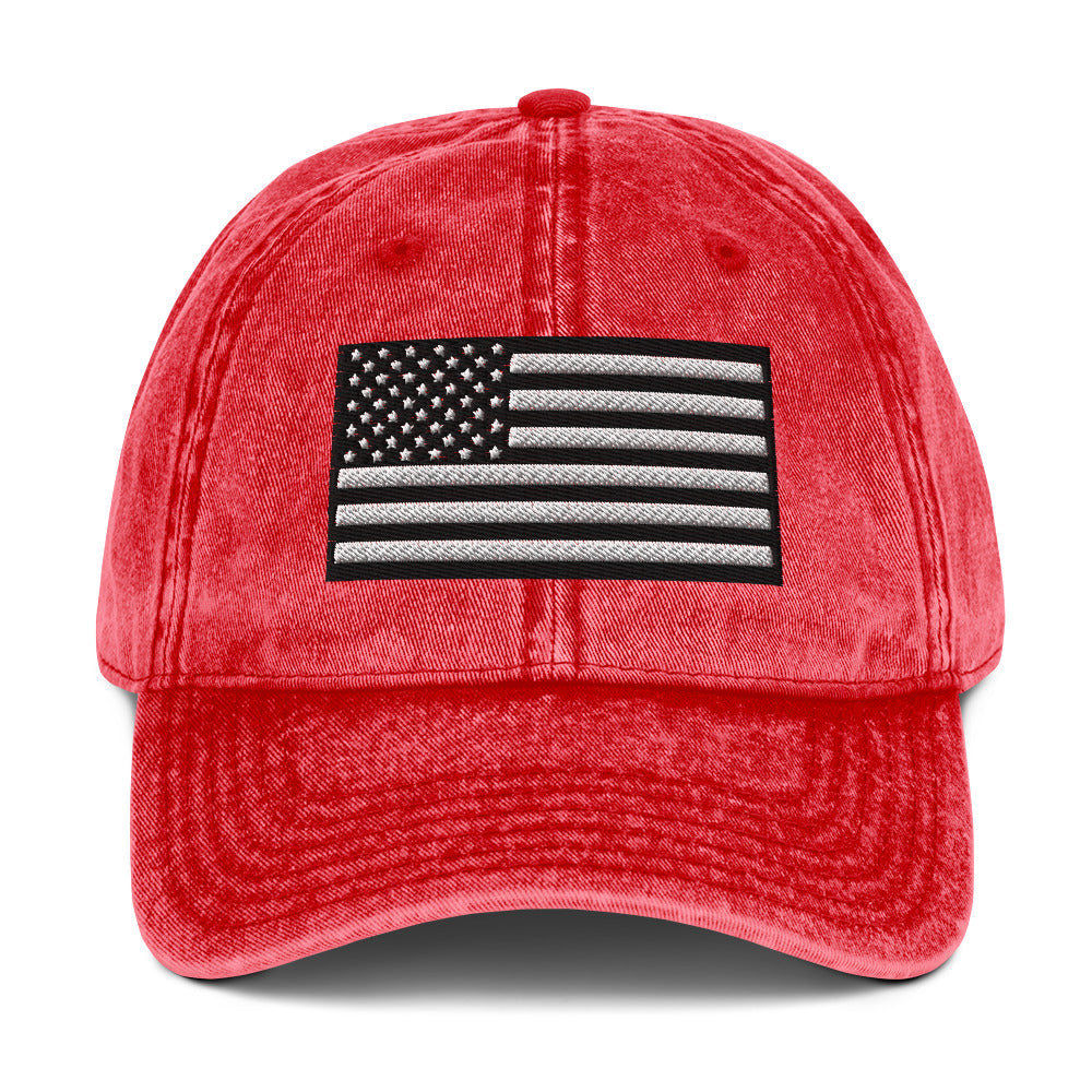 Vintage Black and White USA Flag Ball Cap – Patriotic Hats for Men & Women  Infidel Collective