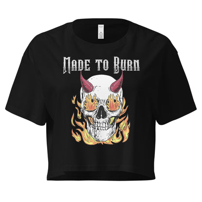 Crop Top XL Crop Top NSFW – Made to Burn Skull Fire Devil Badass Black Women's T-Shirt Infidel Collective