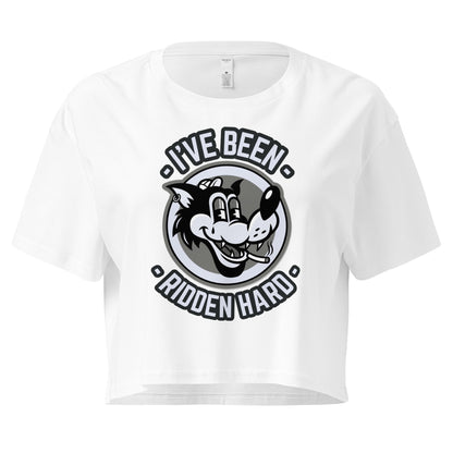 Crop Top XL Crop Top NSFW – I’ve Been Ridden Hard Vintage Cartoon Wolf White Shirt Infidel Collective