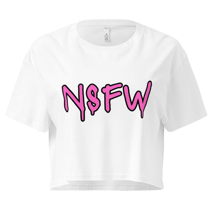 Crop Top XL Crop Top NSFW – Pink Graffiti Font Graphic White Shirt Infidel Collective
