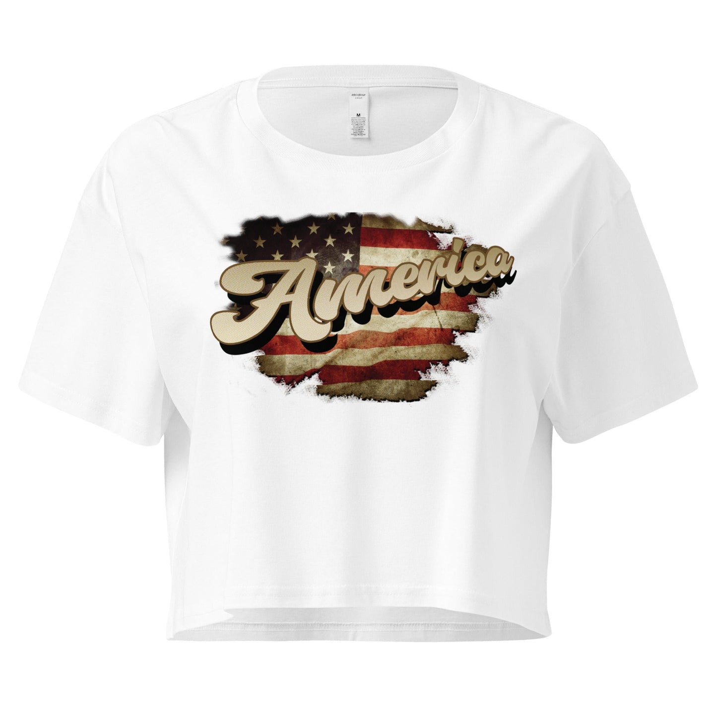 Crop Top XL Patriotic Crop Tops – Vintage America White Fourth of July Shirt Women Infidel Collective