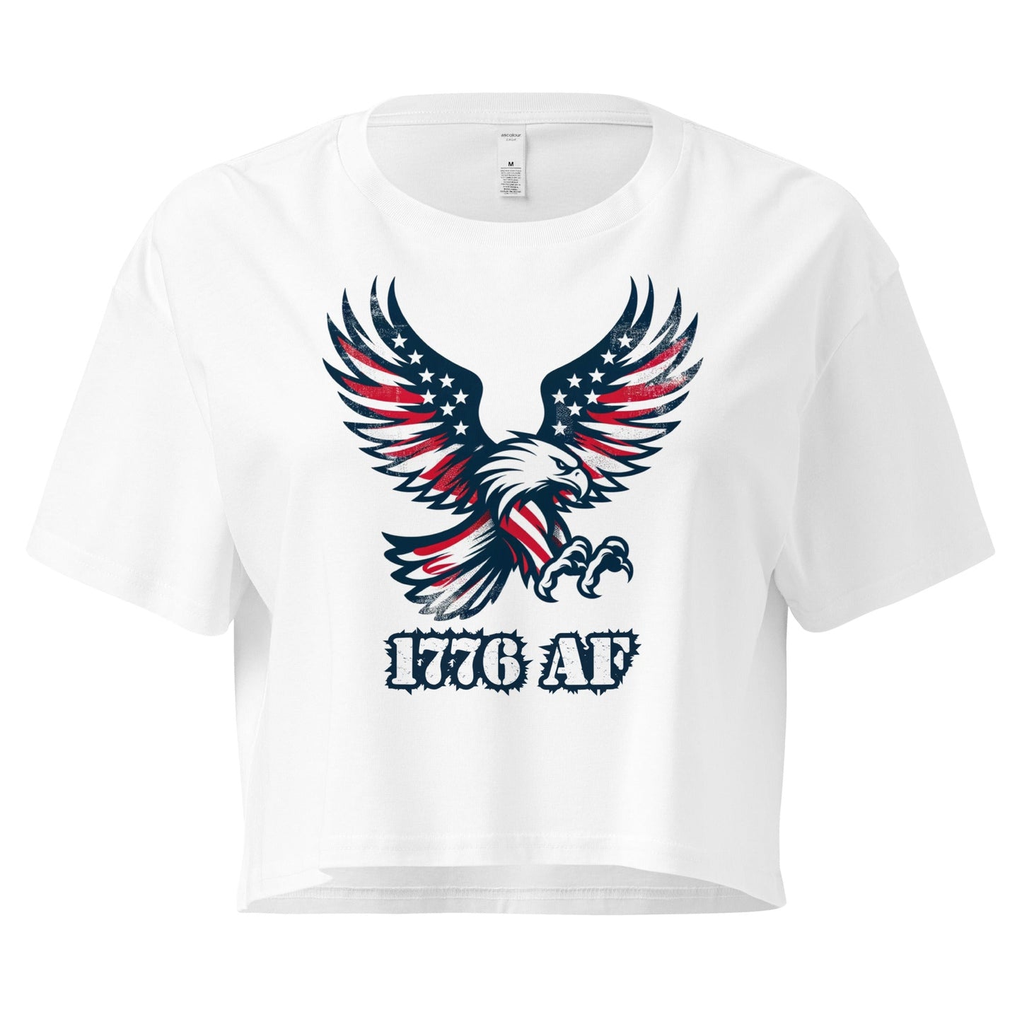 Crop Top XL Patriotic Crop Top – 1776 AF Flying Eagle White Fourth of July Shirt Women Infidel Collective