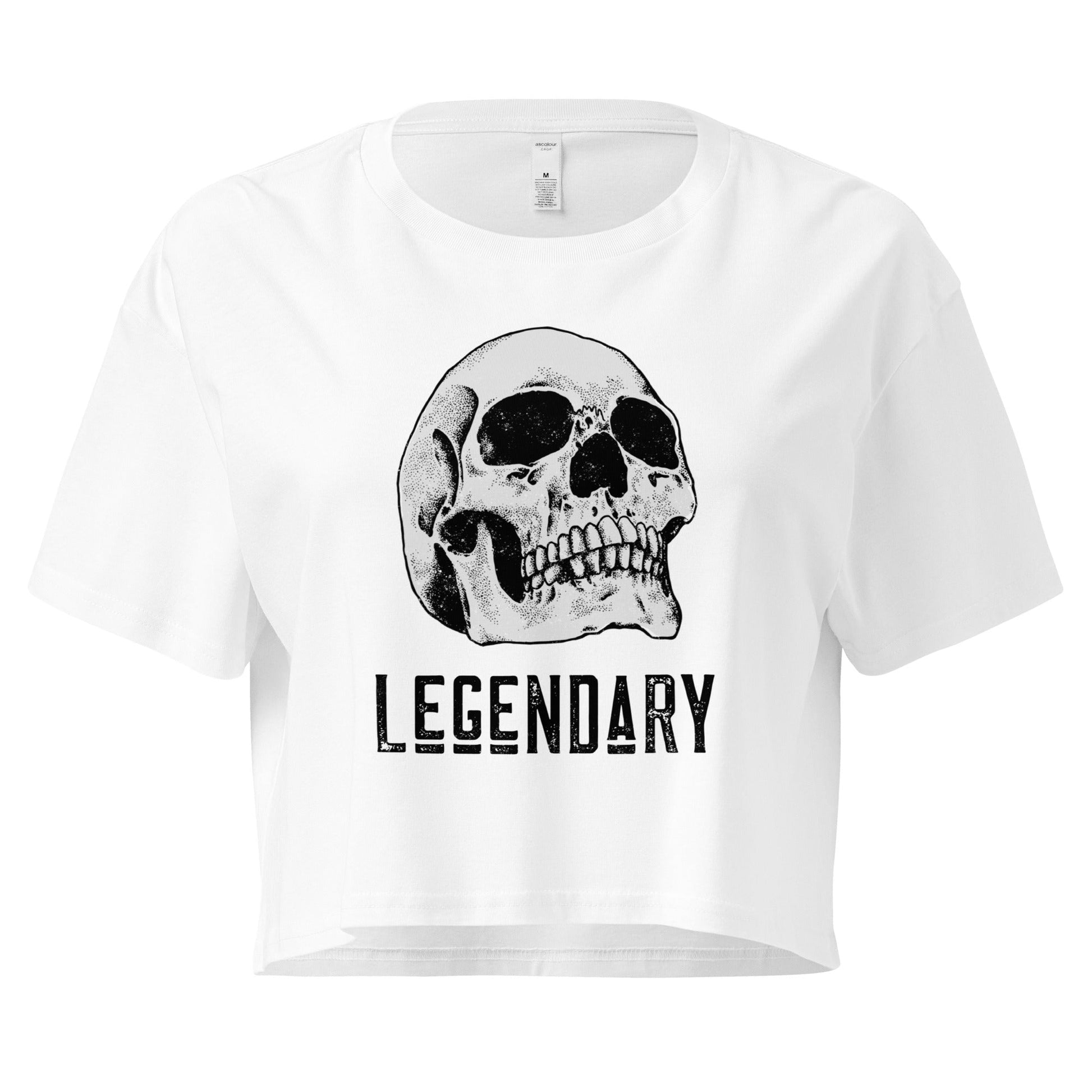 Crop Top XL Crop Top NSFW – Badass Legendary Skull White Graphic Shirt for Women Infidel Collective